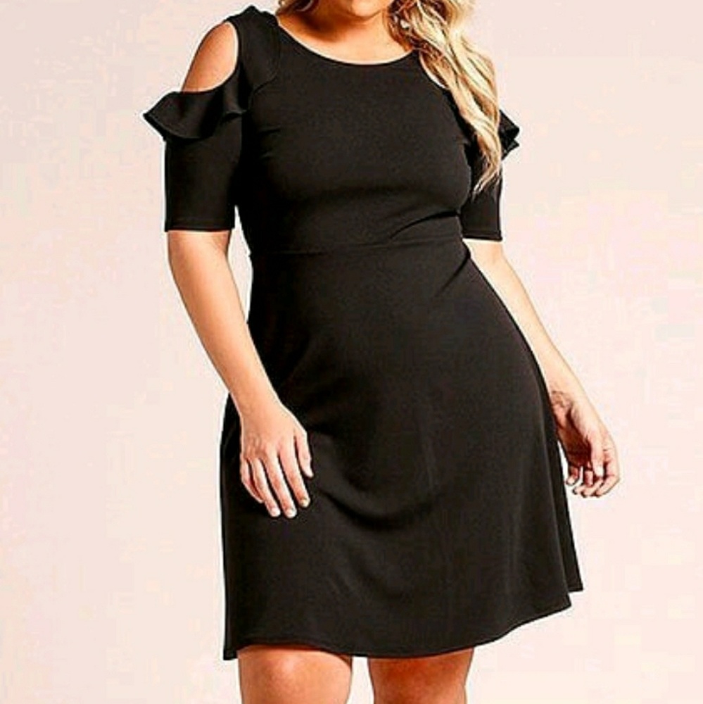 PLUS Cold Shoulder A-Line Dress